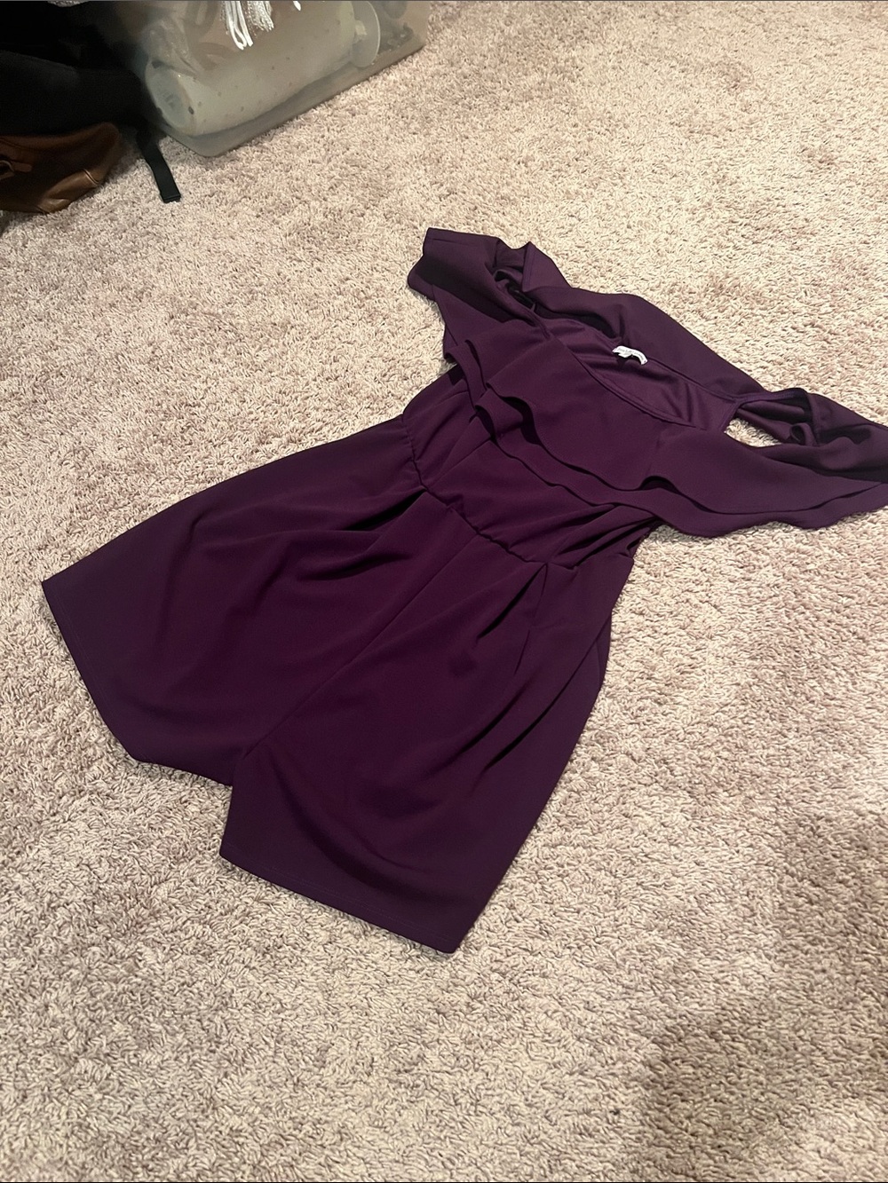 Women’s Purple Ruffle Waist Dress/romper